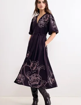 Women's Mabel Print Dress in Aubergine Size: 20 - Aubergine - Size: 20 - Phase Eight - FashionsVida