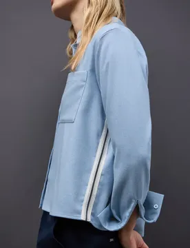 Melange Bluse mit Tape female Blau