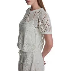 Blusa de manga francesa de crochet