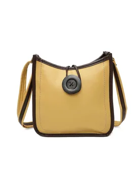 Women's Hava PU Button Messenger Bag in Mustard - Mustard - Size: One Size - Fontanella Fashion - FashionsVida