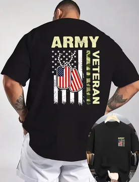 American Flag & Dog Tag Graphic Military Veteran T-Shirt 100% Cotton O-Neck Short Sleeve Summer Casual Mens T-shirt Streetwear - Aliexpress - FashionsVida
