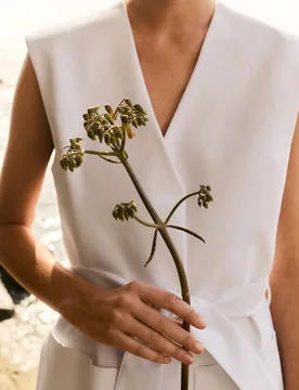 Cotton Rich Sleeveless Jacket with Modal Ivory female - Jaeger - FashionsVida