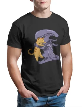 Alien Hugs Cat xenomorph ripley face hugger Cute T-Shirt for Men Novelty 100% cotton Printed t-shirt Big Size mens clothes - Aliexpress - FashionsVida