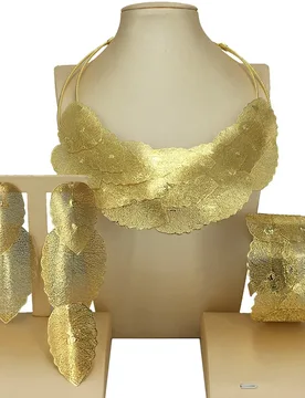 Latest Beautiful Leaf Necklace Jewelry Brazilian Jewelry Sets for Women Party Gift FHK16865 - Aliexpress - FashionsVida