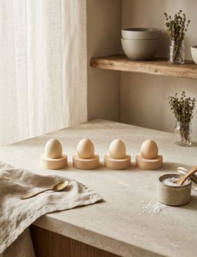 Portauova in legno 4 pack - beige
