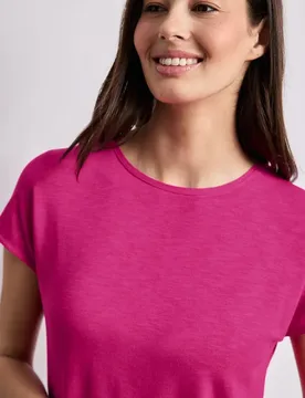 Kurzarm Shirt mit U-Boot-Ausschnitt female Pink - Street One - FashionsVida