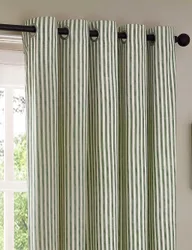 Hebden Striped Blackout Eyelet Curtains Dark Green Mix