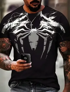 Summer Colorful Men's T-Shirt with 3D Printed Venom Pattern Casual Short Sleeve Fashion Top - Aliexpress - FashionsVida
