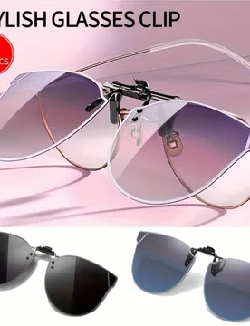 Set de 3 gafas de moda con clip - Gafas de clip de una sola pieza para automóvil, hechas de material TAC, ligeras, de clip rápido, adecuadas para co - Shein - FashionsVida