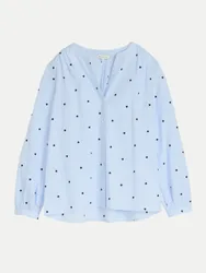 Bluse mit Herz-Stickerei Blau 42