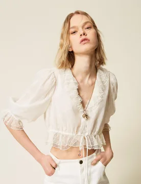 Twinset Chemise en tulle floral - TWINSET - FashionsVida
