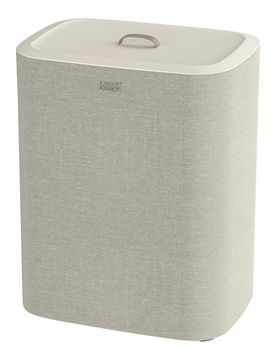 Wäschesammler, Wäschekorb Tota mit Deckel, 2 Fächer, 90 l beige