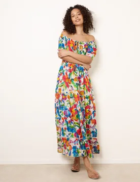 Bardot Tassel Tie Tiered Maxi Dress - S / MULTI - female - Blue Vanilla - FashionsVida