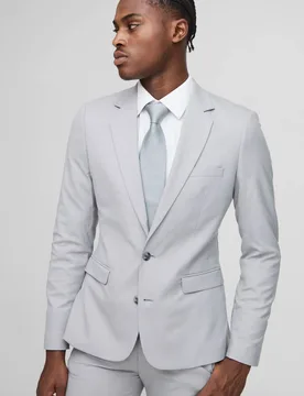Men's Super Skinny Single Breasted Suit Jacket Grey Size 42 Grey 42 - boohooMAN - FashionsVida