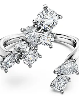 Anello bypass Galaxy, Diamanti creati in laboratorio 1,25 ct tw, Forme miste, Oro bianco 18 K 48 - Swarovski - FashionsVida