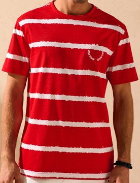 T-shirt in cotone a righe - rosso
