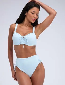 Amalfi Textured Wired Bikini Top (B-FF) Blue female - Boux Avenue - FashionsVida