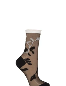 Women's 1 Pair Falke Garden Villa Cotton Socks Black 39-40 - Black - Size: 5.5-6.5 - SockShop - FashionsVida
