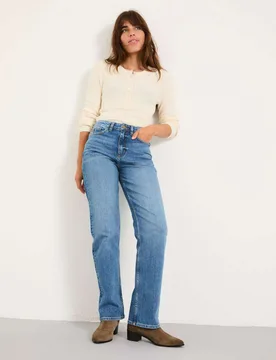 Mid Rise Straight Leg Jeans Blue Denim female - Fatface - FashionsVida