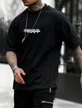 Bold TRUST Letter Print T-Shirt 100% Cotton O-Neck Short Sleeve Summer Casual Mens T-shirt Streetwear - Aliexpress - FashionsVida