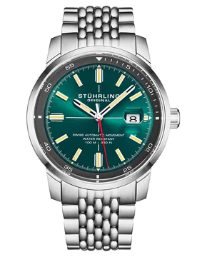 Mens Trackmaster 1026 Automatic Men’s 42mm - Teal Stainless Steel - One Size - Stührling - FashionsVida