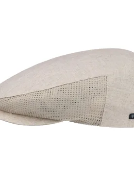 Linen Flat Cap with Mesh by - beige - Size: 60 cm - Lipodo - FashionsVida