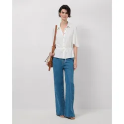 Blusa de mujer manga volante con cintura fruncida