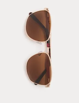 Metal Navigator Polarised Sunglasses Gold male - M&S - FashionsVida