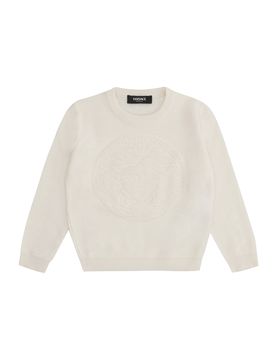 Girls Wool-Blend Crewneck Sweater with Ribbed Knit Trim