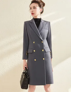 Allingentle Black Women's Double-Breasted Blazer Fashion Peak Lapel Jacket Suit Coat for Casual Office Outfit Customize - Aliexpress - FashionsVida