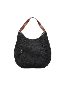 Sac en paille - Sac bandoulière MEVA noir - Ibeliv - FashionsVida