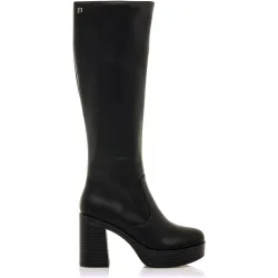 Botas básicas altas de mujer con un tacón ancho y plataforma