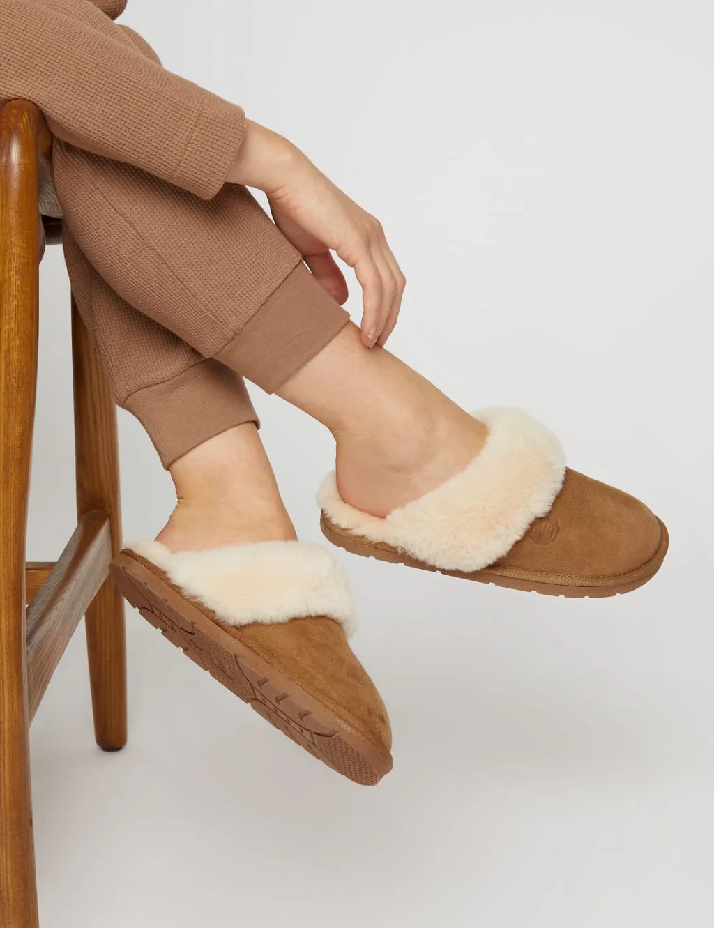 Sheepskin Mule Slippers Brown female - Jones Bootmaker - FashionsVida
