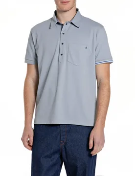 Polo à Manches Courtes M3434 .000.21868 Pewter Blue 3XL - Replay - FashionsVida