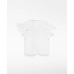 Crop top de mujer de algodón con volantes