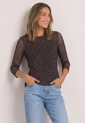 Arm Shirt aus Mesh mit Print female Braun