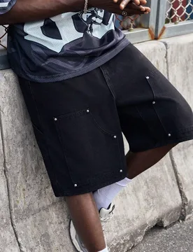 Shorts de mezclilla informales para hombre con cinco bolsillos, corte ancho y suelto, y largo hasta la rodilla - Shein - FashionsVida