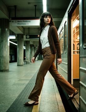 Cardigan a coste con viscosa - marrone
