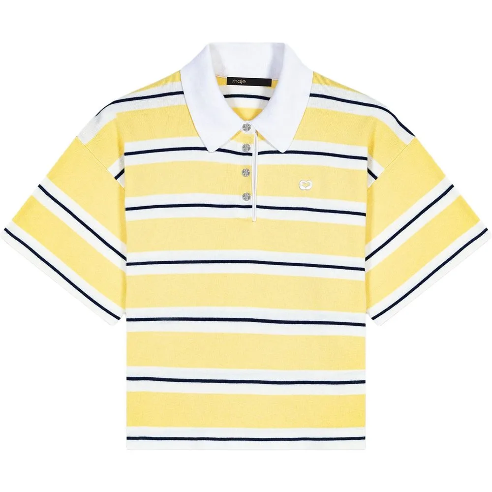 Polo de punto de mujer a rayas cropped - Maje - FashionsVida