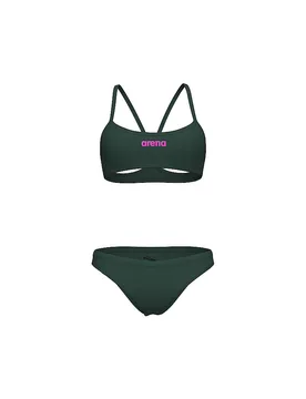 Bikini bandeau liso para mujer oliva 40 - Arena - FashionsVida