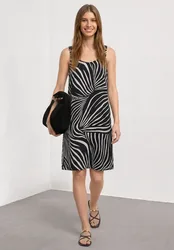 Knielanges Kleid mit gerafften Trägern female Schwarz