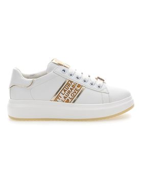 Sneakers Bianche con Bande Laterali Oro L8945 37