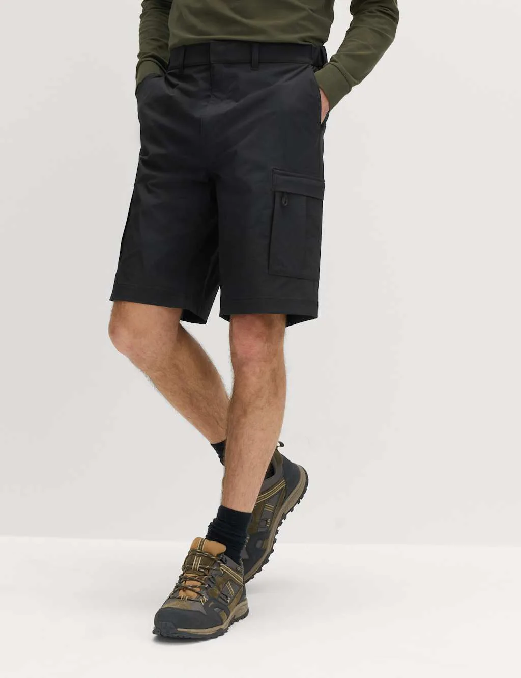 Straight Fit Cargo Shorts Black male - M&S - FashionsVida