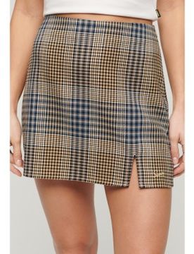 Para mujer. W7210321A Minifalda a cuadros (S), Casual, Poliéster