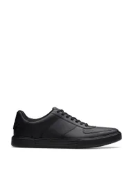 Leather Lace Up Trainers Black male