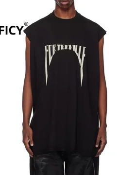 High Street Dark RO Cotton Tee T Shirt Men's and Women's Letter Embroidered 25RO Loose Oversized Ribbon Sleeveless T-shirt Tops - Aliexpress - FashionsVida