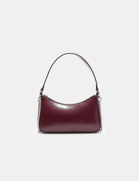 Schultertasche mit langer Kette Granatrot OS