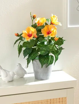 Kunstpflanze Hibiskus gelb im Topf - Eldo - FashionsVida
