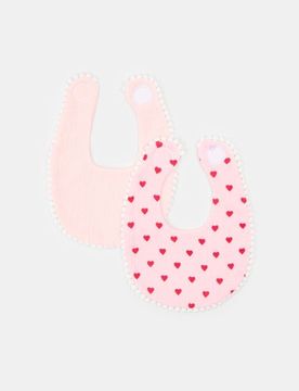 Bavaglini con motivo a cuori 2 pack - rosa pastello