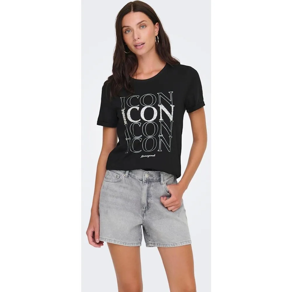 Camiseta de mujer 100% algodón de manga corta y cuello redondo - Only - FashionsVida
